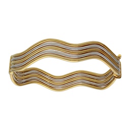 [PU1326] BRAZALETE ONDAS BICOLOR ORO 18KL