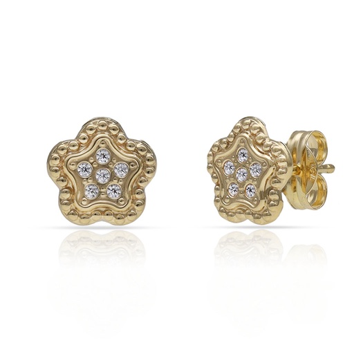 PENDIENTES ORO FLOR CIRCONITAS - 7.50MM