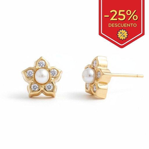 PENDIENTES ORO18KL FLOR PERLAS