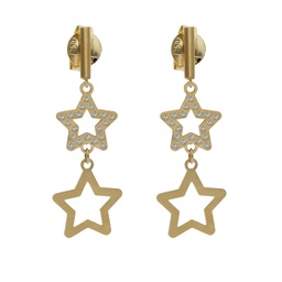 [P1488] PENDIENTES ESTRELLAS ORO 18KL CIRCONITAS - 8x24MM