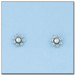 [P6024] PENDIENTES FLOR ORO BLANCO DE 18KL