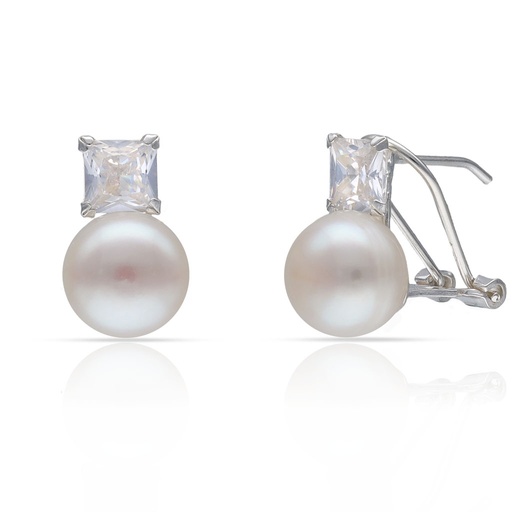 PENDIENTES PLATA 925MM CIRCONITAS + PERLAS