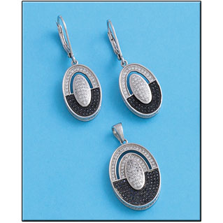 PENDIENTES PLATA 925MM CIRCONITAS NEGRAS