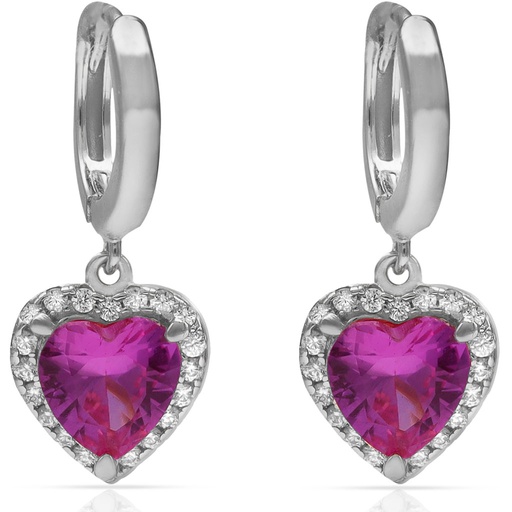 PENDIENTES PLATA 925MM CORAZON PIEDRA ROJA
