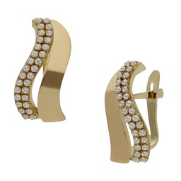 [P1455] PENDIENTES ONDAS ORO 18KL CIRCONITAS - 5x15MM