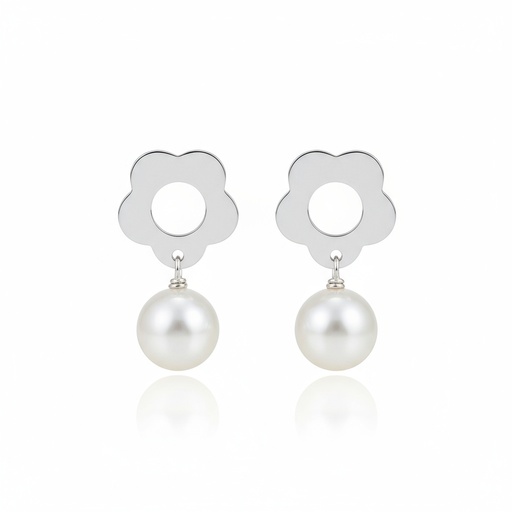 PENDIENTES PLATA 925MM FLOR + PERLA