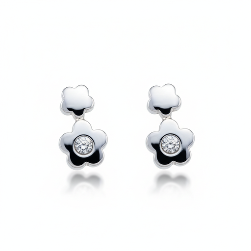 PENDIENTES PLATA 925MM FLOR CIRCONITAS