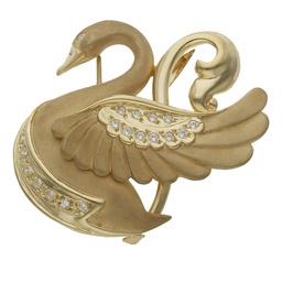 [G5690] BROCHE CISNE ORO 18KL - 40X35MM