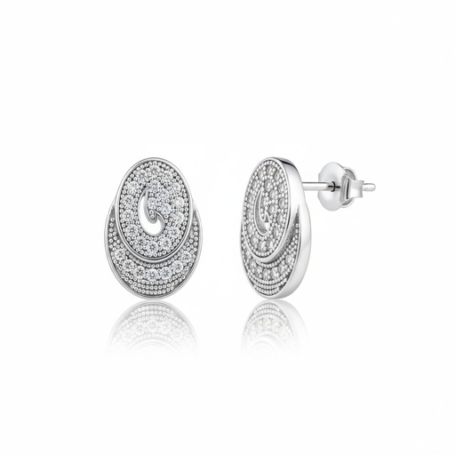 PENDIENTES PLATA 925MM OVALADO CIRCONITAS