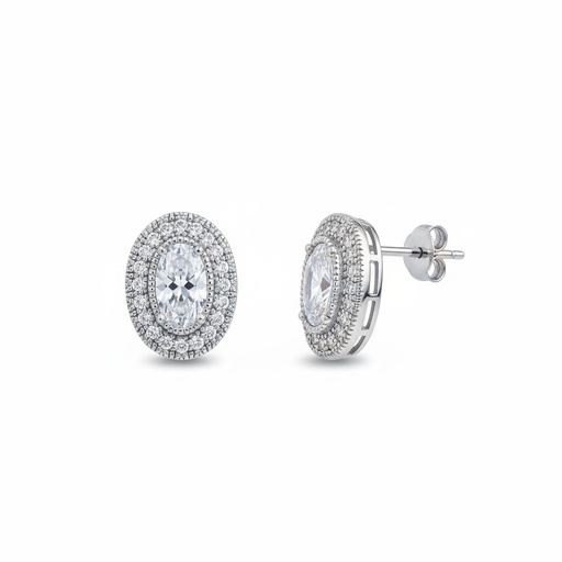 PENDIENTES PLATA 925MM OVALADO CIRCONITAS