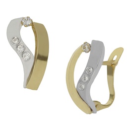 [P1008] PENDIENTES ORO 18KL  BICOLOR CIRCONITAS