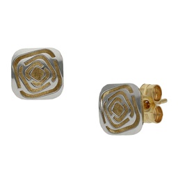 [P1126] PENDIENTES ORO 18KL BICOLOR - 7X7MM
