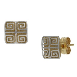 [P1125] PENDIENTES ORO 18KL BICOLOR - 7X7MM