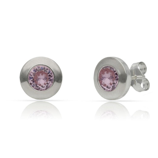 PENDIENTES PLATA 925MM PIEDRA ROSA - 8.50MM