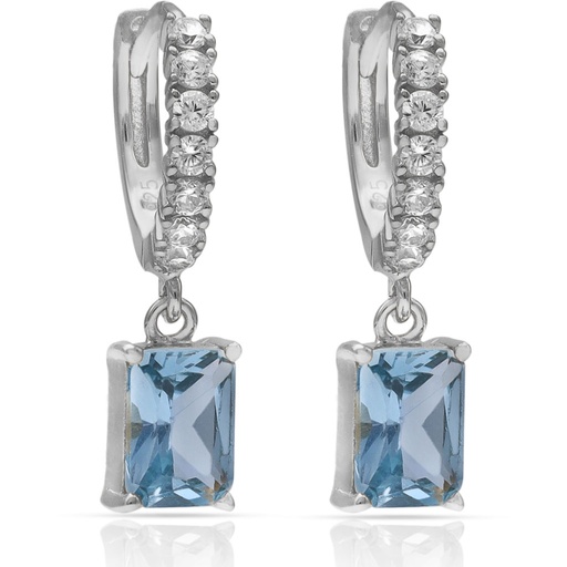PENDIENTES PLATA 925MM PIEDRAS AGUA + CIRCONITAS