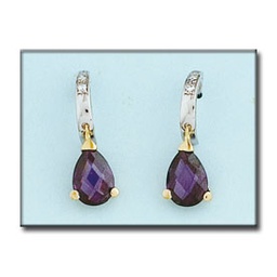 [P6402] PENDIENTES ORO 18KL BICOLOR AMATISTA