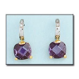 [P6412] PENDIENTES ORO 18KL BICOLOR AMATISTA