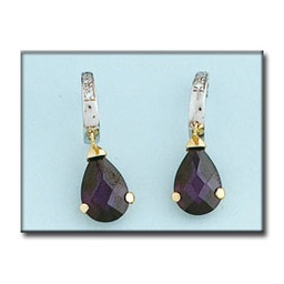[P6397] PENDIENTES ORO 18KL BICOLOR AMATISTA