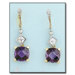 [P6417] PENDIENTES ORO 18KL BICOLOR AMATISTA