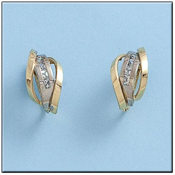 [P430] PENDIENTES ORO 18KL BICOLOR CIRCONITAS
