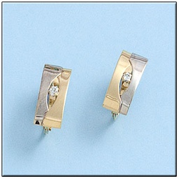 [P418] PENDIENTES ORO 18KL BICOLOR CIRCONITAS