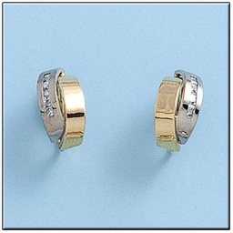 [P427] PENDIENTES ORO 18KL BICOLOR CIRCONITAS