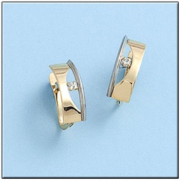 [P422] PENDIENTES ORO 18KL BICOLOR CIRCONITAS