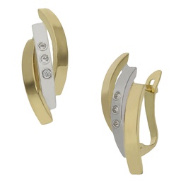 [P1006] PENDIENTES ORO 18KL BICOLOR CIRCONITAS