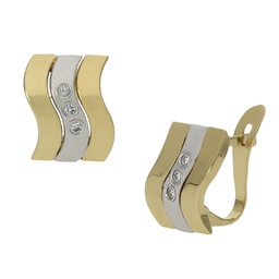 [P1001] PENDIENTES ORO 18KL BICOLOR CIRCONITAS