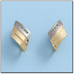 [P431] PENDIENTES ORO 18KL BICOLOR CIRCONITAS