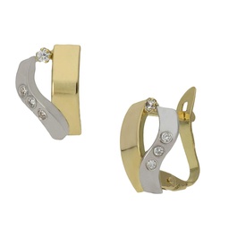 [P1003] PENDIENTES ORO 18KL BICOLOR CIRCONITAS