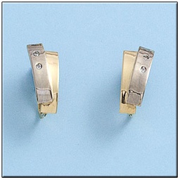 [P424] PENDIENTES ORO 18KL BICOLOR CIRCONITAS