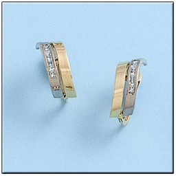 [P417] PENDIENTES ORO 18KL BICOLOR CIRCONITAS