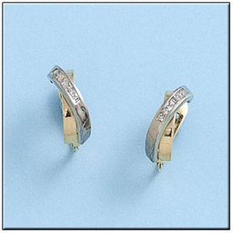[P421] PENDIENTES ORO 18KL BICOLOR CIRCONITAS