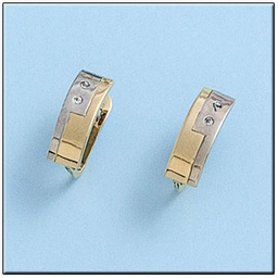 [P425] PENDIENTES ORO 18KL BICOLOR CIRCONITAS