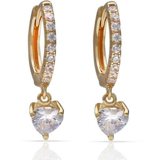 PENDIENTES PLATA CHAPADA ORO CORAZON CIRCONITAS
