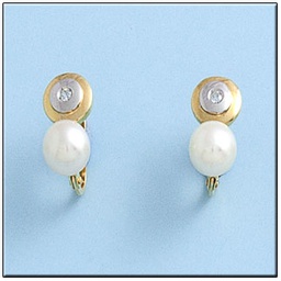 [P412] PENDIENTES ORO 18KL BICOLOR PERLAS