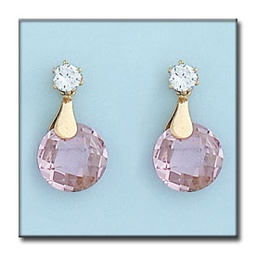 [P6208] PENDIENTES ORO 18KL CIRCONITA COLOR ROSA