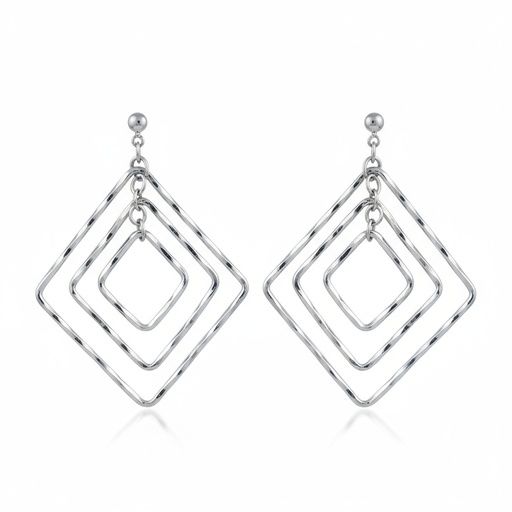 PENDIENTES ROMBOS PLATA 925MM