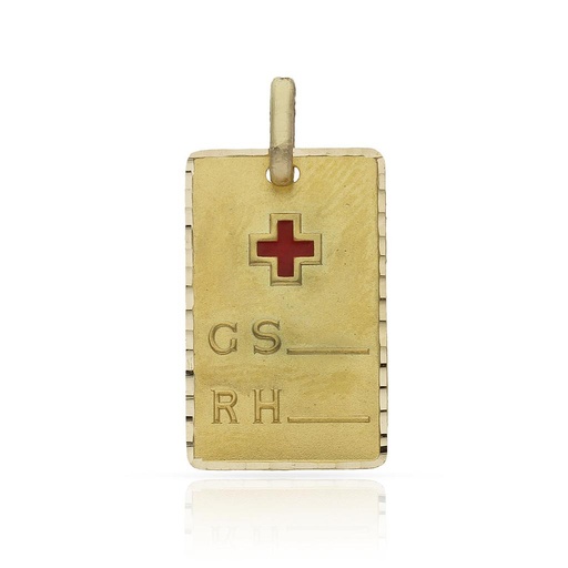 PLACA ORO 18KL GRUPO SANGUINEO - 14X22MM