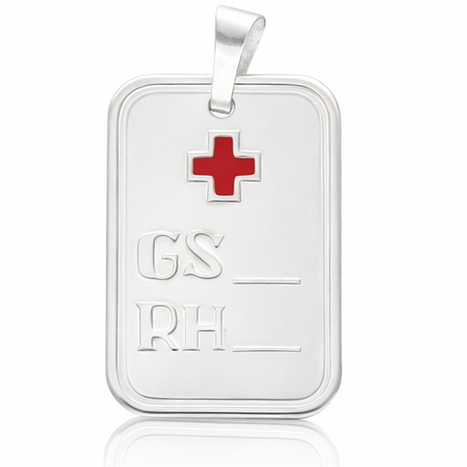 PLACA PLATA 925MM GRUPO SANGUINEO GRANDE - 17x24MM