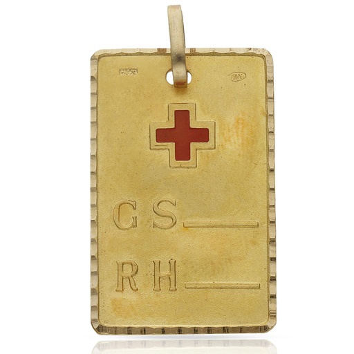 PLACAS ORO 18KL GRUPO SANGUINEO - 21X33MM