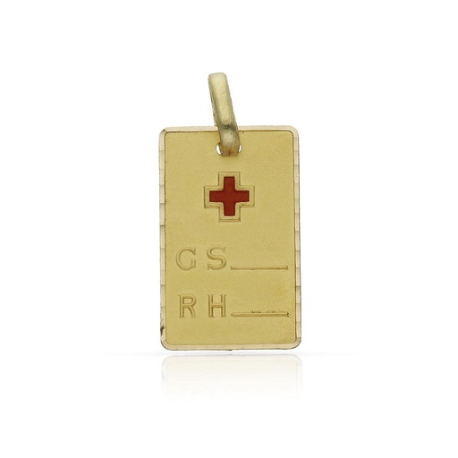 PLACAS ORO 18KL GRUPO SANGUINEO -12x19MM
