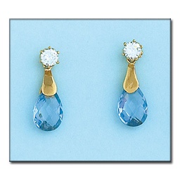 [P6161] PENDIENTES ORO 18KL CIRCONITAS AGUA MARINA