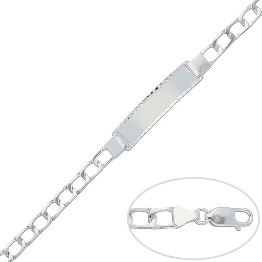 PULSERA CON PLACA PLATA 925MM - 6MM