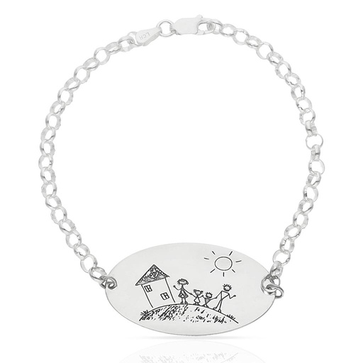 PULSERA DIBUJASUEÑOS CHAPA OVALADA PLATA 925MM