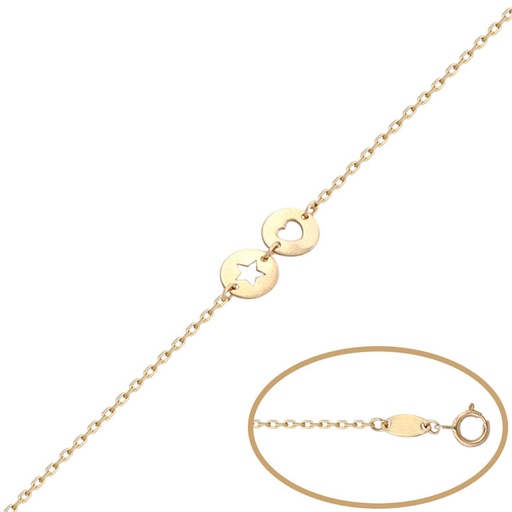PULSERA ESTRELLA + CORAZON ORO 18KL