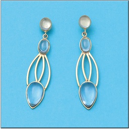 [P458] PENDIENTES ORO 18KL COLOR AGUA MARINA
