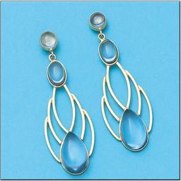 [P457] PENDIENTES ORO 18KL COLOR AGUA MARINA