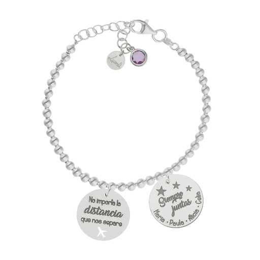 PULSERA MI HISTORIA PLATA 925MM BOLAS DISTANCIA